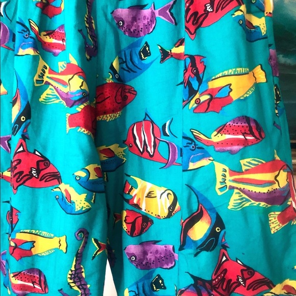 Vintage Pants & Jumpsuits Vintage 8s Tropical Fish Print Jumpsuit